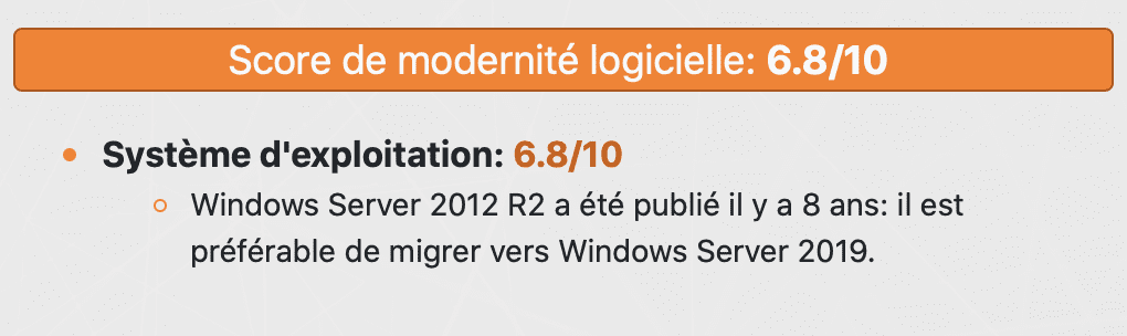 Score de modernité logicielle Score de modernité logicielle